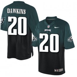 Eagles #20 Brian Dawkins Midnight Green/Black Men's Stitched NFL Elite Fadeaway Fashion Jersey