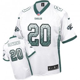 Eagles #20 Brian Dawkins White Men's Stitched NFL Elite Drift Fashion Jersey