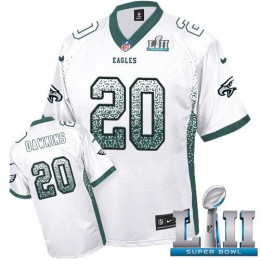 Eagles #20 Brian Dawkins White Super Bowl LII Men's Stitched NFL Elite Drift Fashion Jersey