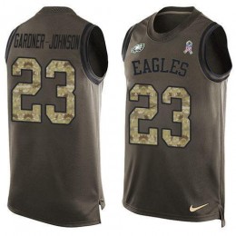 Eagles #23 C.J. Gardner-Johnson Green Men's Stitched NFL Limited Salute To Service Tank Top Jersey