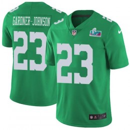 Eagles #23 C.J. Gardner-Johnson Green Super Bowl LVII Patch Men's Stitched NFL Limited Rush Jersey