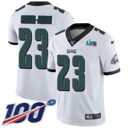 Eagles #23 C.J. Gardner-Johnson White Super Bowl LVII Patch Men's Stitched NFL 100th Season Vapor Untouchable Limited Jersey