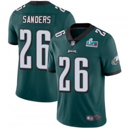 Eagles #26 Miles Sanders Green Team Color Super Bowl LVII Patch Men's Stitched NFL Vapor Untouchable Limited Jersey