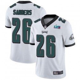 Eagles #26 Miles Sanders White Super Bowl LVII Patch Men's Stitched NFL Vapor Untouchable Limited Jersey