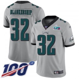 Eagles #32 Reed Blankenship Silver Super Bowl LVII Patch Men's Stitched NFL Limited Inverted Legend 100th Season Jersey