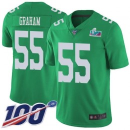 Eagles #55 Brandon Graham Green Super Bowl LVII Patch Men's Stitched NFL Limited Rush 100th Season Jersey