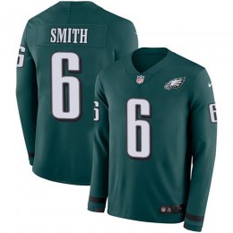 Eagles #6 DeVonta Smith Green Team Color Men's Stitched NFL Limited Therma Long Sleeve Jersey