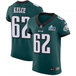 Eagles #62 Jason Kelce Green Team Color Super Bowl LVII Patch Men's Stitched NFL Vapor Untouchable Elite Jersey