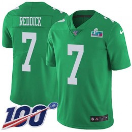 Eagles #7 Haason Reddick Green Super Bowl LVII Patch Men's Stitched NFL Limited Rush 100th Season Jersey
