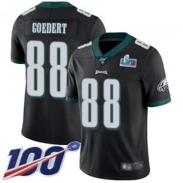 Eagles #88 Dallas Goedert Black Super Bowl LVII Patch Alternate Men's Stitched NFL 100th Season Vapor Limited Jersey