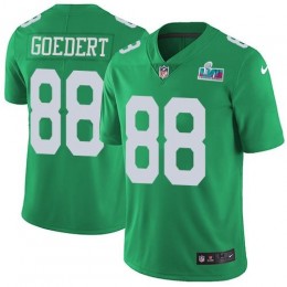 Eagles #88 Dallas Goedert Green Super Bowl LVII Patch Men's Stitched NFL Limited Rush Jersey