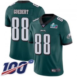 Eagles #88 Dallas Goedert Green Team Color Super Bowl LVII Patch Men's Stitched NFL 100th Season Vapor Limited Jersey