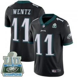 Philadelphia Eagles #11 Carson Wentz Black Alternate Super Bowl LII Champions Men's Stitched NFL Vapor Untouchable Limited Jersey