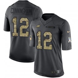 Philadelphia Eagles #12 Randall Cunningham Black Men's Stitched NFL Limited 2016 Salute To Service Jersey