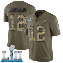 Philadelphia Eagles #12 Randall Cunningham Olive/Camo Super Bowl LII Men's Stitched NFL Limited 2017 Salute To Service Jersey