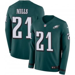 Philadelphia Eagles #21 Jalen Mills Green Team Color Men's Stitched NFL Limited Therma Long Sleeve Jersey
