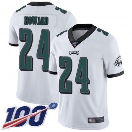 Philadelphia Eagles #24 Jordan Howard White Men's Stitched NFL 100th Season Vapor Limited Jersey