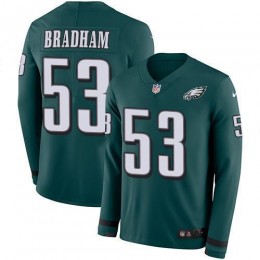 Philadelphia Eagles #53 Nigel Bradham Midnight Green Team Color Men's Stitched NFL Limited Therma Long Sleeve Jersey