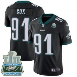 Philadelphia Eagles #91 Fletcher Cox Black Alternate Super Bowl LII Champions Men's Stitched NFL Vapor Untouchable Limited Jersey