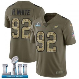 Philadelphia Eagles #92 Reggie White Olive/Camo Super Bowl LII Men's Stitched NFL Limited 2017 Salute To Service Jersey
