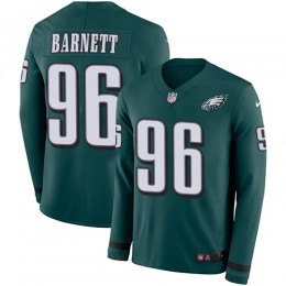 Philadelphia Eagles #96 Derek Barnett Midnight Green Team Color Men's Stitched NFL Limited Therma Long Sleeve Jersey