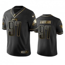 Philadelphia Eagles #97 Malik Jackson Black Golden Limited Edition Stitched NFL Jersey