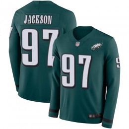 Philadelphia Eagles #97 Malik Jackson Midnight Green Team Color Men's Stitched NFL Limited Therma Long Sleeve Jersey