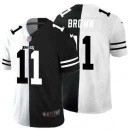 Philadelphia Eagles #11 A.J. Brown Men's Black V White Peace Split Vapor Untouchable Limited NFL Jersey