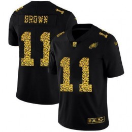 Philadelphia Eagles #11 A.J. Brown Men's Leopard Print Fashion Vapor Limited NFL Jersey Black