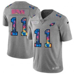 Philadelphia Eagles #11 A.J. Brown Men's Multi-Color 2020 NFL Crucial Catch NFL Jersey Greyheather