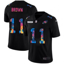 Philadelphia Eagles #11 A.J. Brown Men's Multi-Color Black 2020 NFL Crucial Catch Vapor Untouchable Limited Jersey