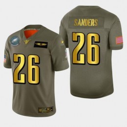 Philadelphia Eagles #26 Miles Sanders Men's Olive Gold 2019 Salute To Service Limited NFL 100 Jersey