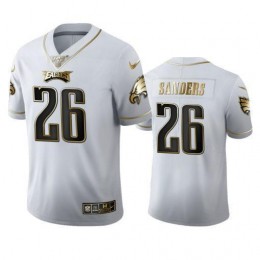 Philadelphia Eagles #26 Miles Sanders Men's White Golden Edition Vapor Limited NFL 100 Jersey