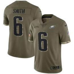 Philadelphia Eagles #6 Devonta Smith Men's 2022 Salute To Service Limited Jersey – Olive