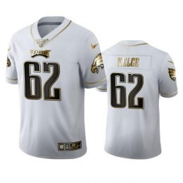 Philadelphia Eagles #62 Jason Kelce Men's White Golden Edition Vapor Limited NFL 100 Jersey
