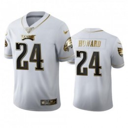 Philadelphia Philadelphia Eagles #24 Jordan Howard Men's White Golden Edition Vapor Limited NFL 100 Jersey