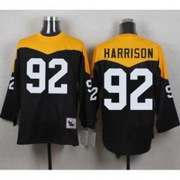 Mitchell And Ness 1967 Pittsburgh Steelers #92 James Harrison Black/Yelllow Throwback Men's Stitched NFL Jersey