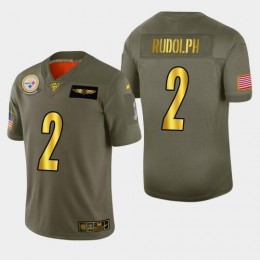 Pittsburgh Steelers #2 Mason Rudolph Men's Olive Gold 2019 Salute to Service NFL 100 Limited Jersey