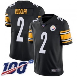 Pittsburgh Steelers #2 Mason Rudolph Black Team Color Men's Stitched NFL 100th Season Vapor Limited Jersey