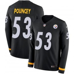 Pittsburgh Steelers #53 Maurkice Pouncey Black Team Color Men's Stitched NFL Limited Therma Long Sleeve Jersey
