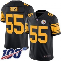 Pittsburgh Steelers #55 Devin Bush Black Men's Stitched NFL Limited Rush 100th Season Jersey