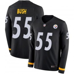 Pittsburgh Steelers #55 Devin Bush Black Team Color Men's Stitched NFL Limited Therma Long Sleeve Jersey