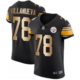 Pittsburgh Steelers #78 Alejandro Villanueva Black Team Color Men's Stitched NFL Elite Gold Jersey
