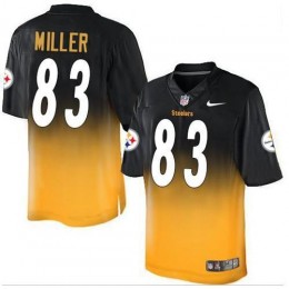 Pittsburgh Steelers #83 Heath Miller Black/Gold Men's Stitched NFL Elite Fadeaway Fashion Jersey