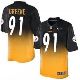 Pittsburgh Steelers #91 Kevin Greene Black/Gold Men's Stitched NFL Elite Fadeaway Fashion Jersey