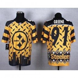 Pittsburgh Steelers #91 Kevin Greene Gold Men's Stitched NFL Elite Noble Fashion Jersey
