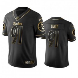 Pittsburgh Steelers #91 Stephon Tuitt Black Golden Limited Edition Stitched NFL Jersey