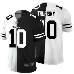 Steelers #10 Mitchell Trubisky Men's Black V White Peace Split Vapor Untouchable Limited NFL Jersey