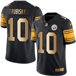 Steelers #10 Mitchell Trubisky Black Men's Stitched NFL Limited Gold Rush Jersey