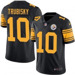 Steelers #10 Mitchell Trubisky Black Men's Stitched NFL Limited Rush Jersey
